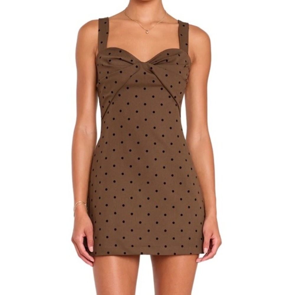 NWT $255 Amanda Uprichard Bethany Soho Romper Brown Polka Dot Mocha romper S - Picture 8 of 14